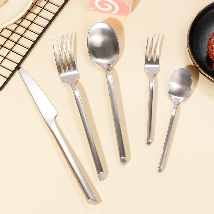304 Stainless Steel Satin Polish Steak Cutlery Set, Creative Home Western Dessert Knife Fork Spoon - Image 2